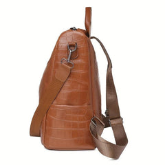 Vintage Crocodile Embossed Backpack Purse Two way Shoulder Bag