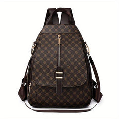 Zipper Front Flap Backpack Purse Two-way Shoulder Bag Women's Daypack