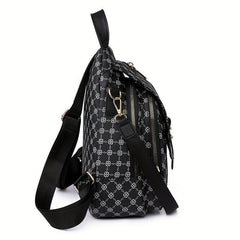 Zipper Front Flap Backpack Purse Two-way Shoulder Bag Women's Daypack