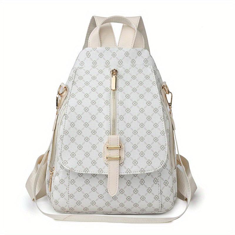 Zipper Front Flap Backpack Purse Two-way Shoulder Bag Women's Daypack