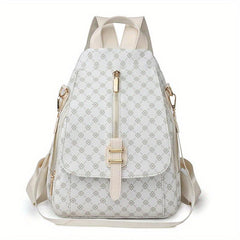 Zipper Front Flap Backpack Purse Two-way Shoulder Bag Women's Daypack