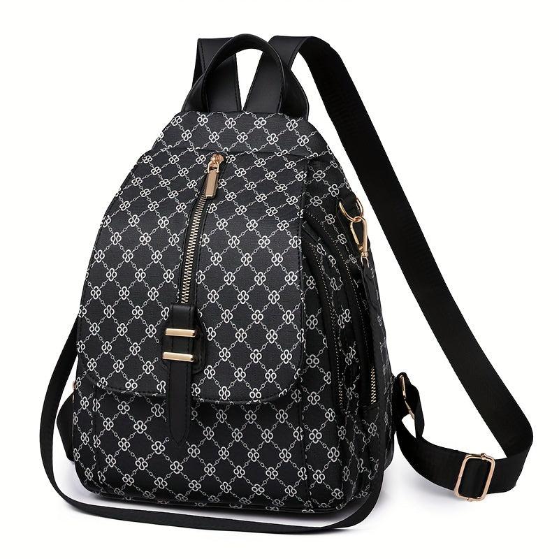 Zipper Front Flap Backpack Purse Two-way Shoulder Bag Women's Daypack