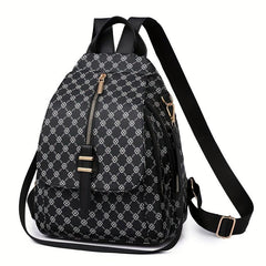 Zipper Front Flap Backpack Purse Two-way Shoulder Bag Women's Daypack