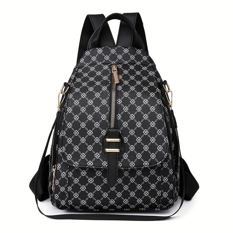 Zipper Front Flap Backpack Purse Two-way Shoulder Bag Women's Daypack