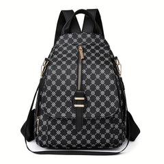 Zipper Front Flap Backpack Purse Two-way Shoulder Bag Women's Daypack