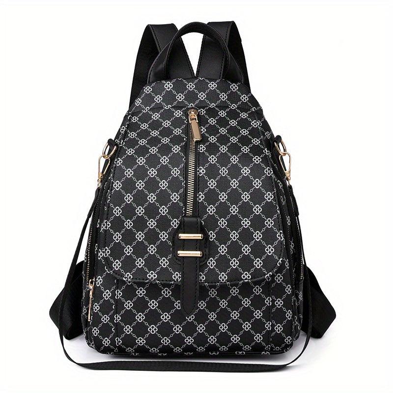 Zipper Front Flap Backpack Purse Two-way Shoulder Bag Women's Daypack