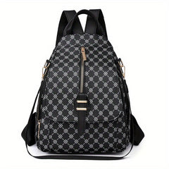 Zipper Front Flap Backpack Purse Two-way Shoulder Bag Women's Daypack