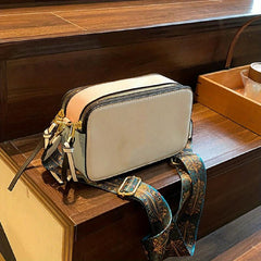 Double Zip Crossbody Bag with Ethnic Strap