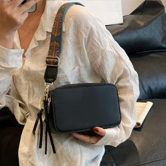 Double Zip Crossbody Bag with Ethnic Strap