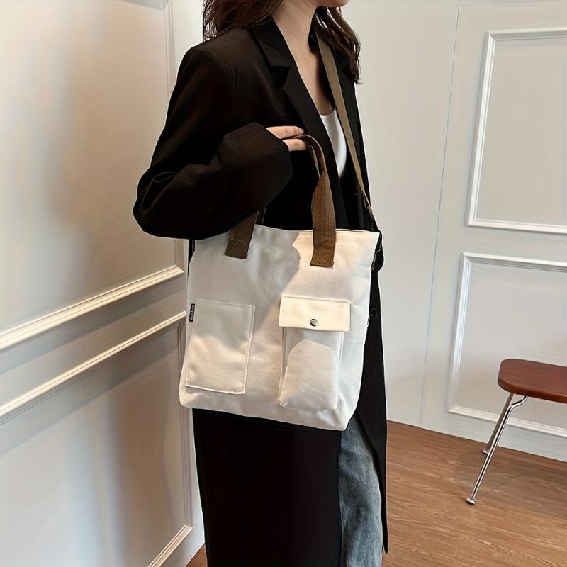 Canvas Crossbody Bag Large Capacity Shoulder Bag for School & Shopping