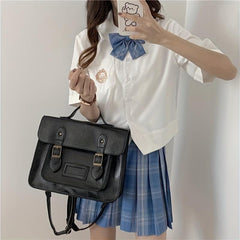 Vintage Preppy Handbag School Flap Backpack Storage Bag