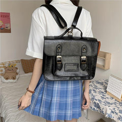 Vintage Preppy Handbag School Flap Backpack Storage Bag