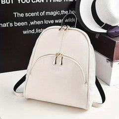 Large Capacity Solid Backpack PU Leather School Travel Bag