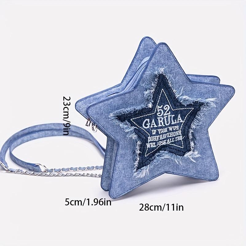 Y2K Star Shaped Novelty Backpack Women's Embroidered Knapsack