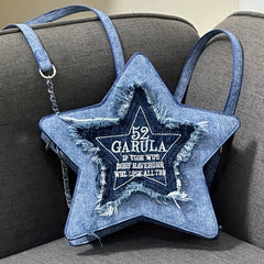 Y2K Star Shaped Novelty Backpack Women's Embroidered Knapsack