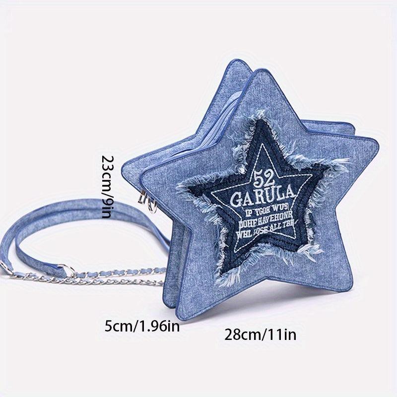 Y2K Star Shaped Novelty Backpack Women's Embroidered Knapsack
