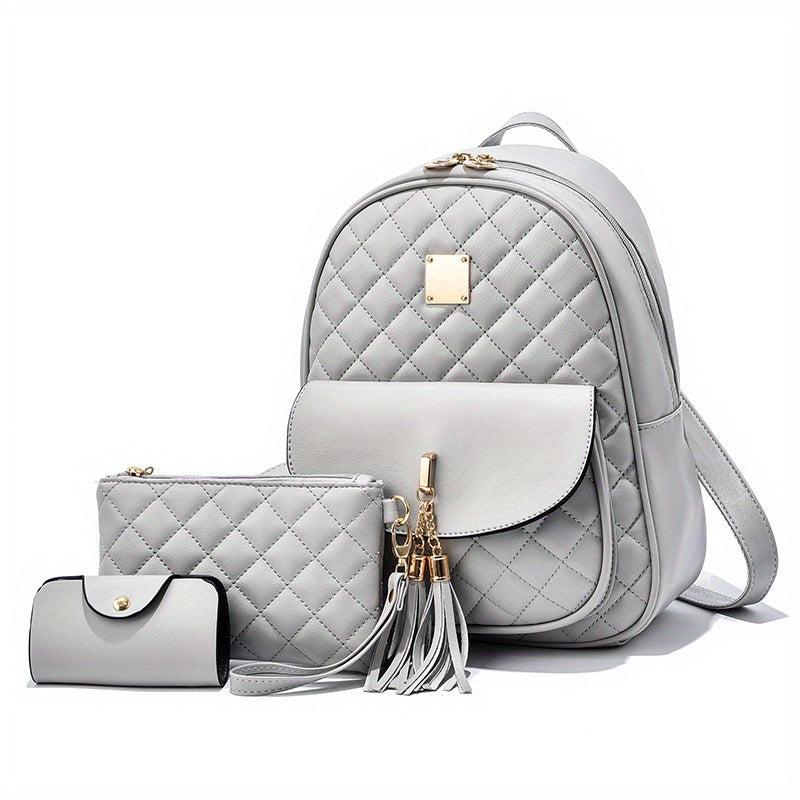 3-Pc Classic Bag Set: Argyle Backpack, Clutch Pouch, Card Case