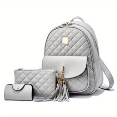 3-Pc Classic Bag Set: Argyle Backpack, Clutch Pouch, Card Case