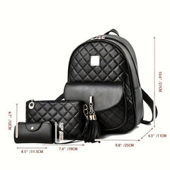 3-Pc Classic Bag Set: Argyle Backpack, Clutch Pouch, Card Case