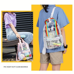 Clear PVC Backpack Rainbow Handle Travel Bag Jelly School Bag