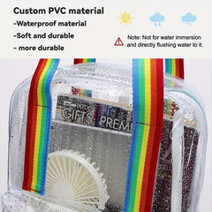 Clear PVC Backpack Rainbow Handle Travel Bag Jelly School Bag