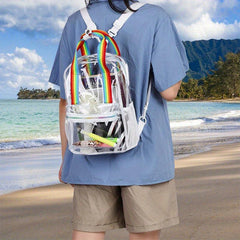 Clear PVC Backpack Rainbow Handle Travel Bag Jelly School Bag