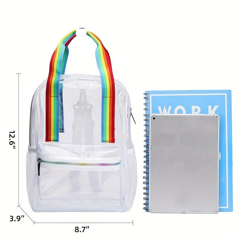 Clear PVC Backpack Rainbow Handle Travel Bag Jelly School Bag