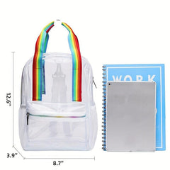Clear PVC Backpack Rainbow Handle Travel Bag Jelly School Bag