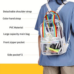 Clear PVC Backpack Rainbow Handle Travel Bag Jelly School Bag