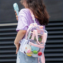 Clear PVC Backpack Rainbow Handle Travel Bag Jelly School Bag