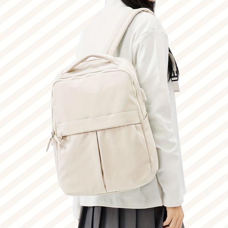 Minimalist Large Capacity Backpack Solid School Bag Laptop Storage