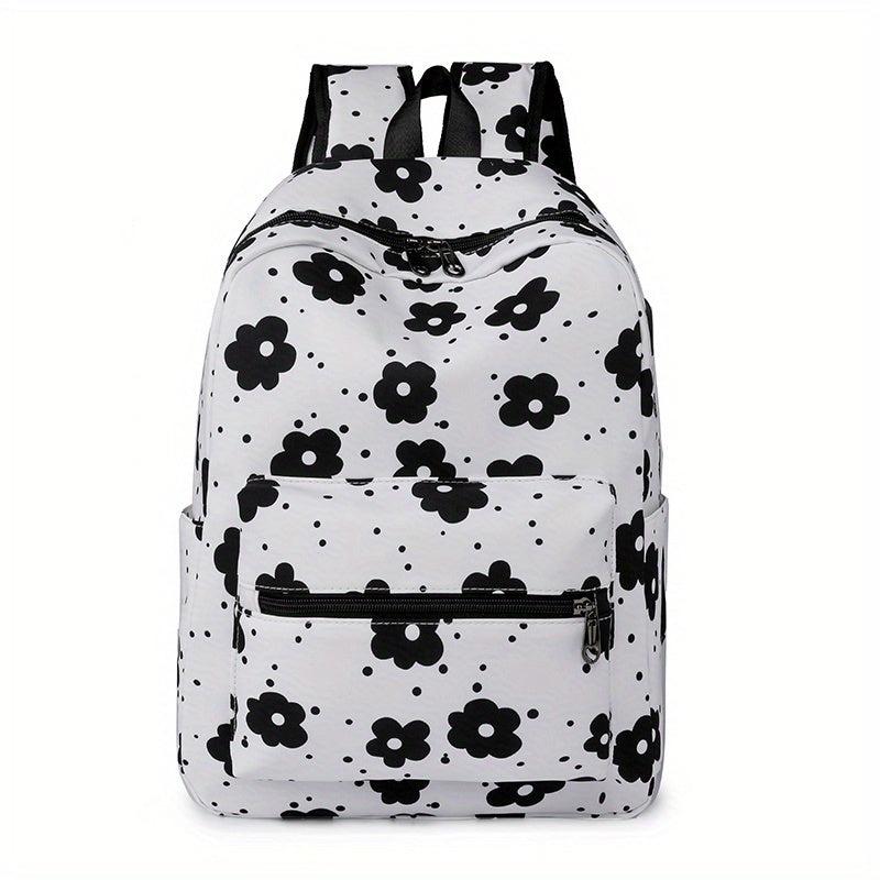 Cartoon Pattern Backpack Zipper Travel Rucksack Stylish Bag