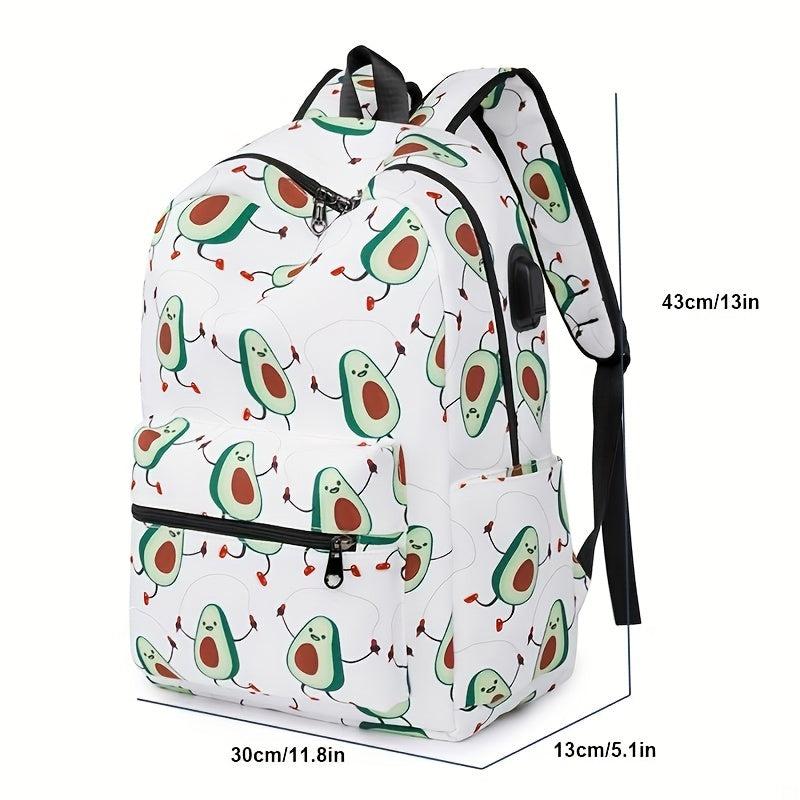Cartoon Pattern Backpack Zipper Travel Rucksack Stylish Bag