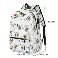 Cartoon Pattern Backpack Zipper Travel Rucksack Stylish Bag