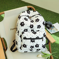 Cartoon Pattern Backpack Zipper Travel Rucksack Stylish Bag