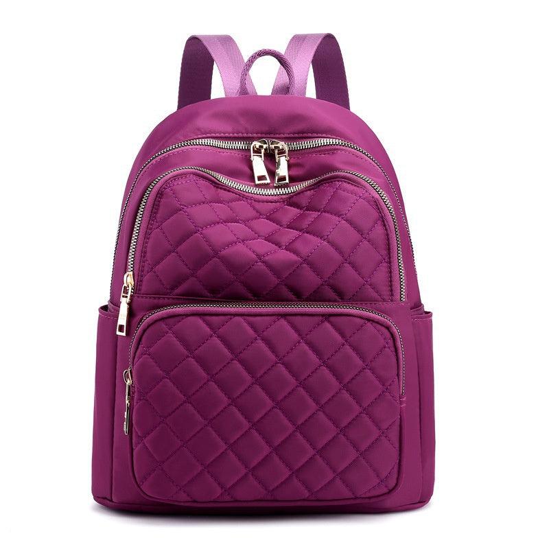 Casual Minimalist Zipper Backpack Quilted Detail Rucksack Women's Bag
