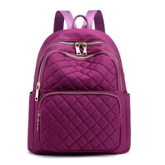 Casual Minimalist Zipper Backpack Quilted Detail Rucksack Women's Bag