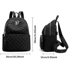 Casual Minimalist Zipper Backpack Quilted Detail Rucksack Women's Bag