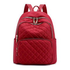 Casual Minimalist Zipper Backpack Quilted Detail Rucksack Women's Bag