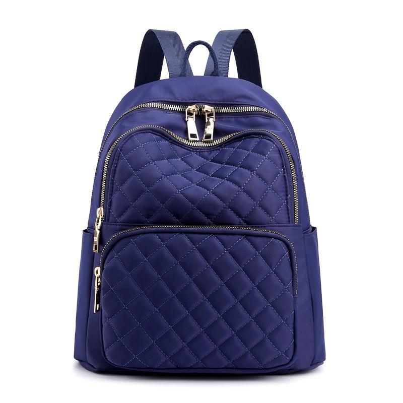Casual Minimalist Zipper Backpack Quilted Detail Rucksack Women's Bag