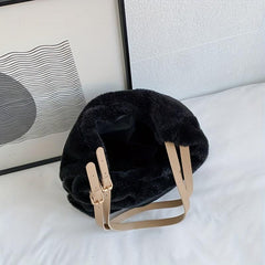 Y2K Plush Tote Bag Retro Hobo Shoulder Purse Fluffy Faux Fur Crossbody