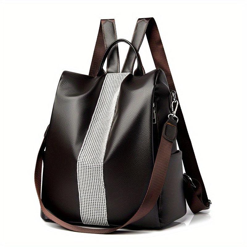 Retro Rhinestone Decor Backpack Purse Convertible Shoulder Bag