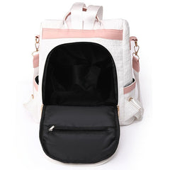 Colorblock Backpack Purse Geometric Embossed Shoulder Bag