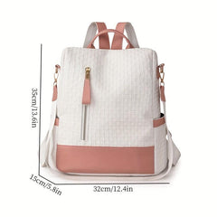 Colorblock Backpack Purse Geometric Embossed Shoulder Bag