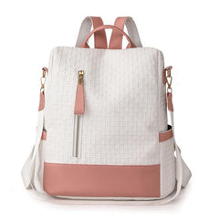 Colorblock Backpack Purse Geometric Embossed Shoulder Bag