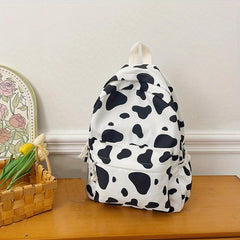 Cow Print Cartoon Backpack Large Capacity Waterproof Nylon School Bag
