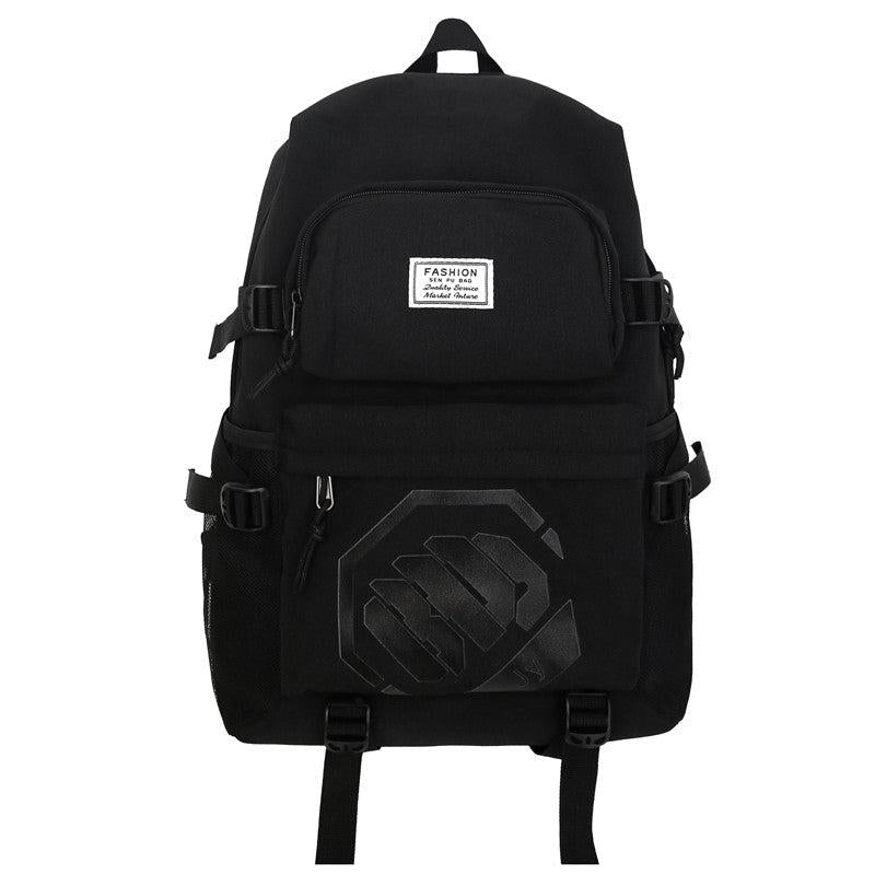 Letter Patch Decor Zipper Backpack Large Capacity Bookbag