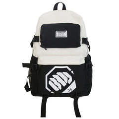 Letter Patch Decor Zipper Backpack Large Capacity Bookbag