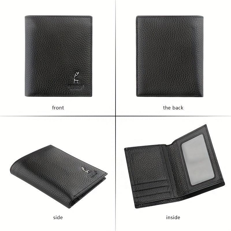 Men's Leather Short Wallet Money Clip Card Holder