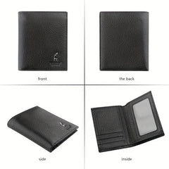 Men's Leather Short Wallet Money Clip Card Holder
